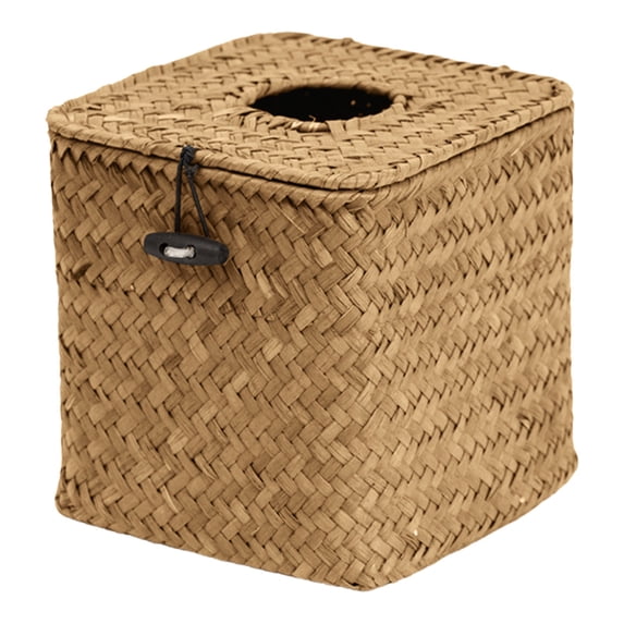 Square Tissue Box Cover, Woven Seagrass Decorative Tissue Holder for Bathroom, Living Room, Table, Countertop, and Home Decor, Storage Organizer Cube