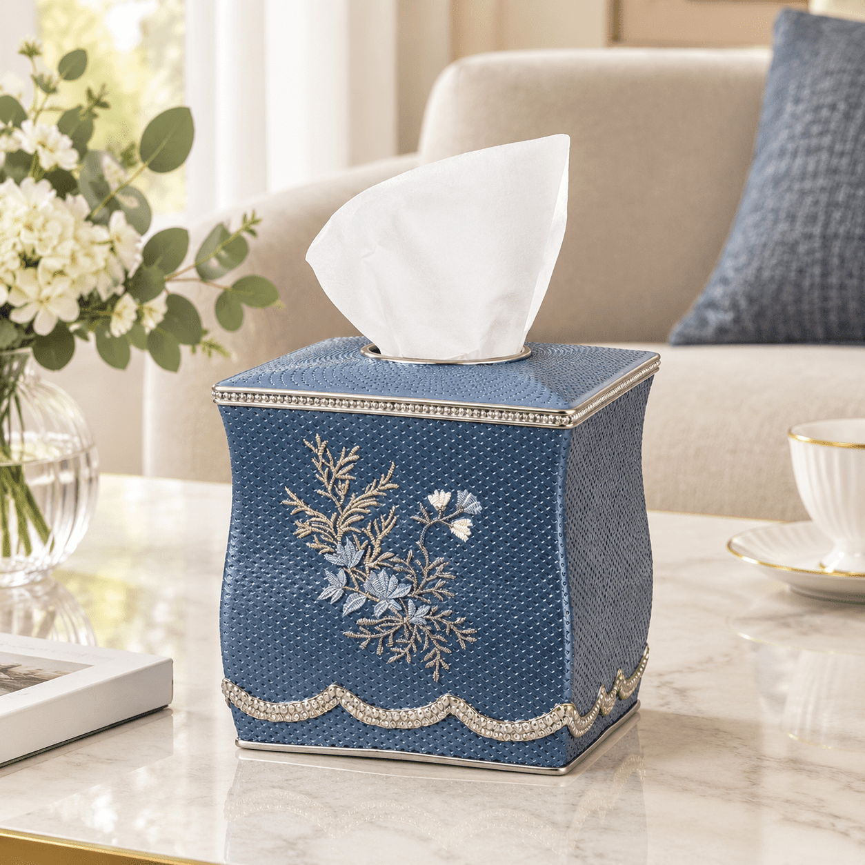 Square Tissue Box Cover for Modern Home Decor, Capri, 8.50 x 7.91 x 7. ...