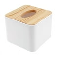 thumbnail image 1 of Square Tissue Box with Wooden Lid Household Removable Mini, 1 of 8