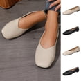 thumbnail image 1 of Square Toe Ballet Flats for Women Soft Leather Shoes Slip On Loafer Flats Comfortable Casual Dress Shoes Women's Casual Soft Soled Loafers, 1 of 9