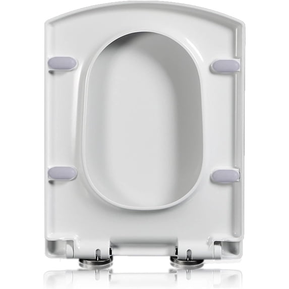 Square Toilet Seat Soft Close with Easy Quick Release Top Fix Adjustable Hinges, Easy Installation, White, 34.5X43CM(13.58X16.92IN)