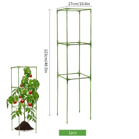 Square Tomato Cages for Garden - 48.5 Inch Heavy Duty Tomato Plant Support Stakes, Sturdy Metal Core with Rust-Resistant Coating, Tomato Trellis for Raised Beds