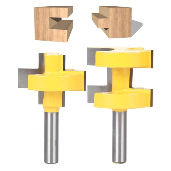 Square Tooth Router Bit High Hardness 8mm Shank Woodworking Milling Cutter Slotting Joinery Tool 2Pcs Set for Cabinet Door Framing Wood Projects 1.2 x 1.2 in / 30 x 30 mm