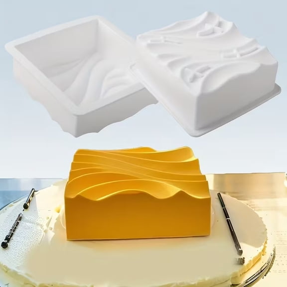 Square Top Dune Design French Mousse Cake Silicone Mold | Kitchen Baking Tools | Essential for Party Dessert Making
