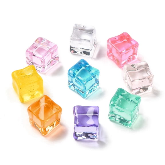 Square Transparent Resin Ice Cubes Clear Ice Rock Diamond Crystals for Home Garden Aquarium Dollhouse Decor Mixed Color 18x18x17mm