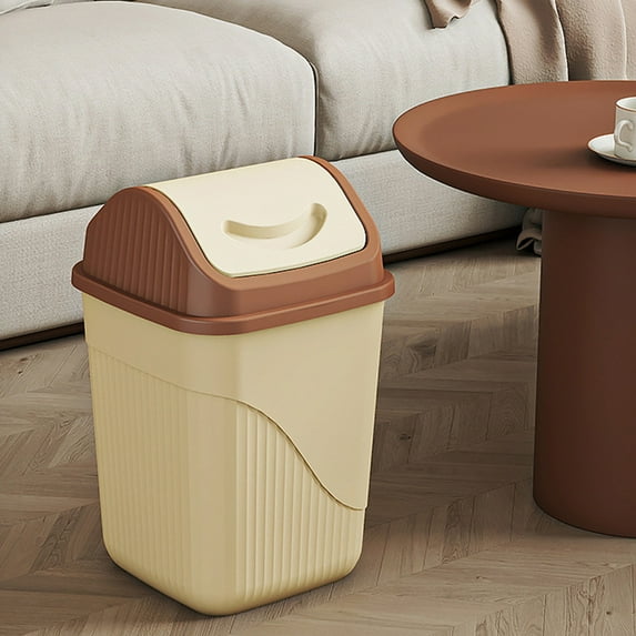 Square Trash Can with Lid, Small Office/Bathroom Waste Bin, Odor-Control Swing Cover