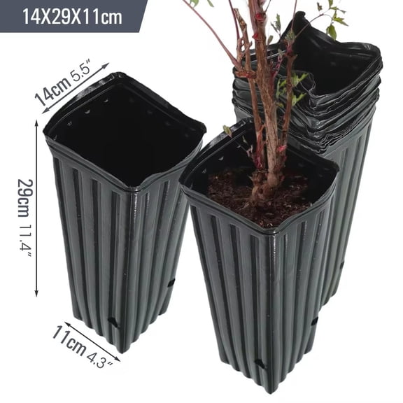 Square Tree Pot with Drainage Holes Starting Pots for Indoor Outdoor Plastic Deep Nursery Treepots Seedling Flower Plant Contain