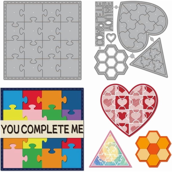 Square Triangle Heart Theme Cutting Dies Geometry Metal Die Cuts Template Motif Embossing Carbon Steel Stencils for Card Making DIY Scrapbooking Album Gift for DIY