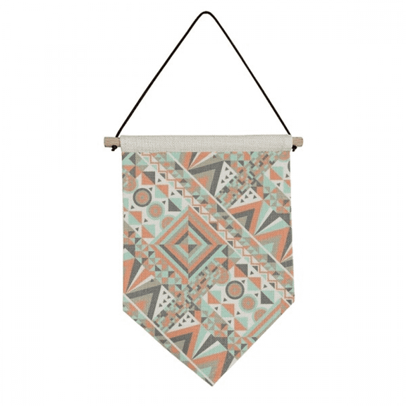 Square Triangular Geometric Illustration Pattern Canvas Flag Hanging Wall Art Decor Banner