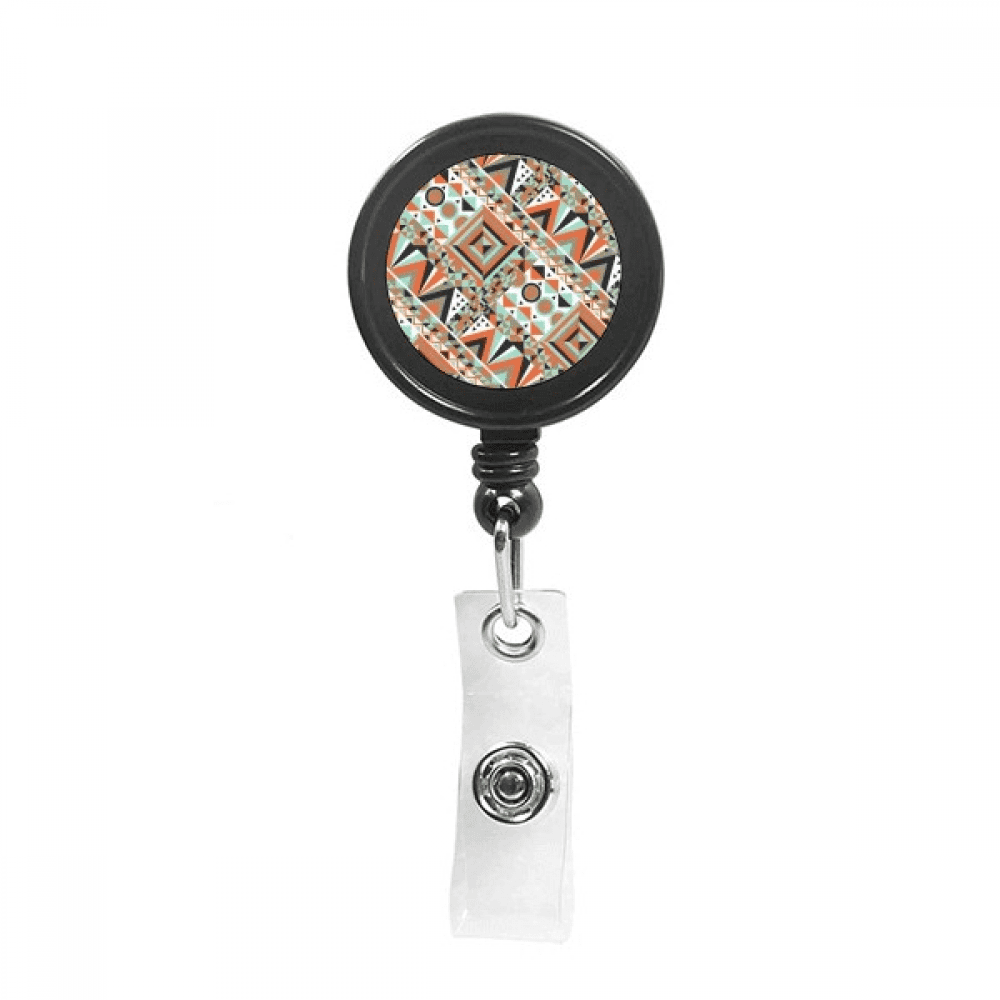 Square Triangular Geometric Illustration Pattern Retractable Keychain Badge Holder ID Badge