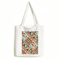 thumbnail image 1 of Square Triangular Geometric Illustration Pattern Tote Canvas Bag Shopping Satchel Casual Handbag, 1 of 3