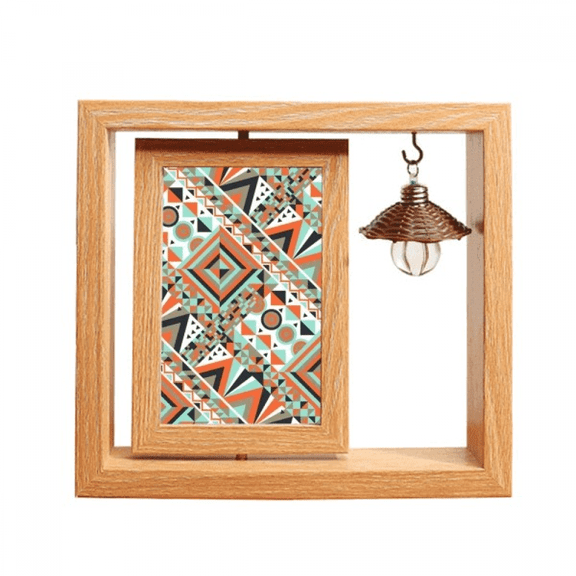 Square Triangular Geometric Illustration Pattern Wooden Rotating Picture Photo Frame 4x6