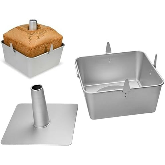 Square Tube Cake Pan, 28-Cup Capacity for 18-Cup Recipes, 10-Inch Anodized Aluminum Angel Food, Chiffon & Pound Cake Pan with Removable Bottom and Cooling Feet$$