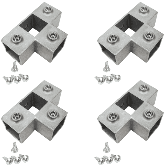 Rostek 5-Way Intersection Connector, Set of 4 — 1-Inch Square Tube Metal Frame Connectors for DIY Construction and Custom Frames