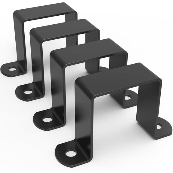 Square Tube Strap Clamp, Black Deck Fence Post Tie Bracket, Square Pipe Clamp, Steel Square Tube Buckle, U-Shaped Pipe Clamp Bracket (2"x2")