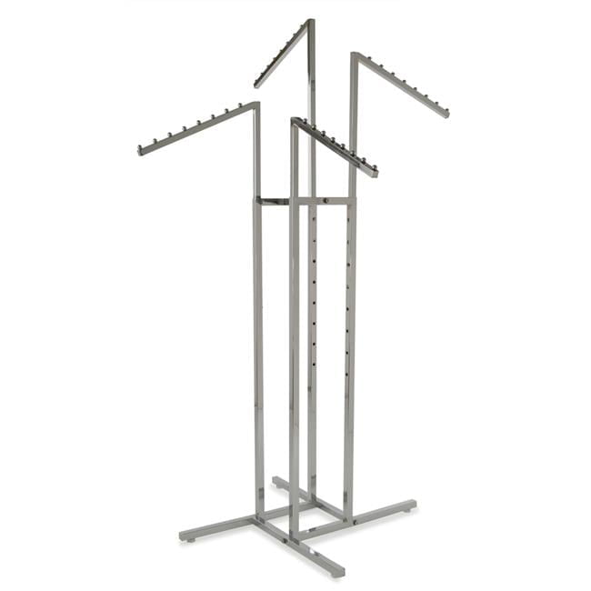 Chrome Adjustable 4-Way Clothing Rack with Slant Arms