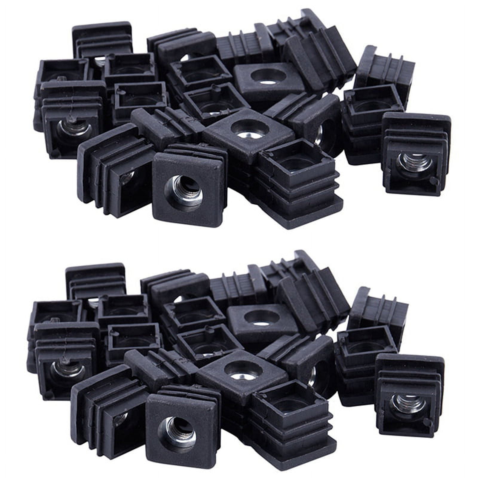 Square Tubing Pipe End Caps Insert Plugs M8 Thread 20X20mm 40Pcs Black ...