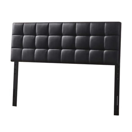 Square Tufted Leatherette King Size Headboard, Black- Saltoro Sherpi