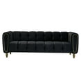 thumbnail image 1 of Square Tufted Performance Velvet Sofa, 3-Seater Upholstered Couch with Golden Metal Legs, Modern Chesterfield Sofa for Living Room Apartment Office, Black, 1 of 8