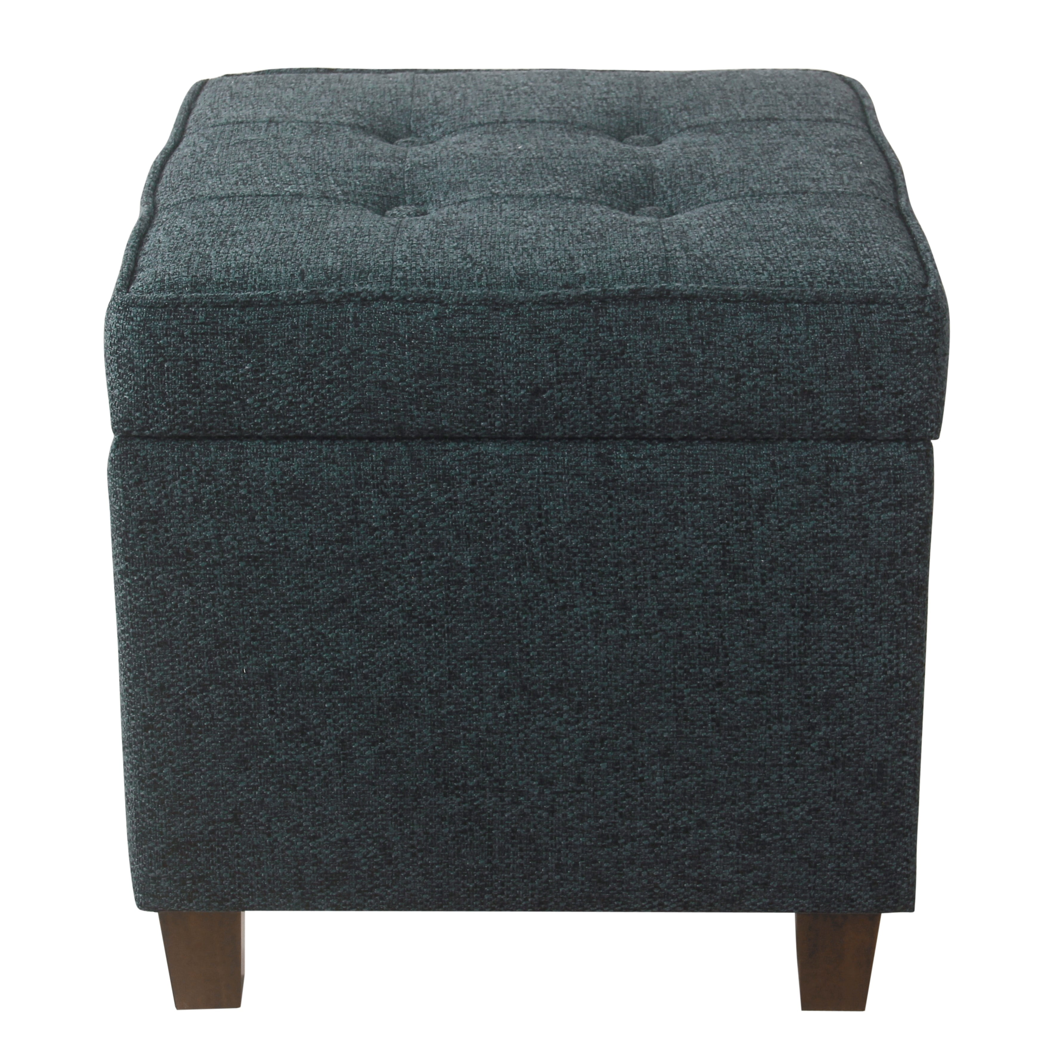 Small Textured Navy Tufted Storage Ottoman