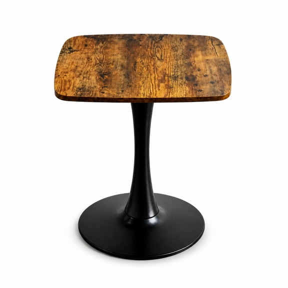 Square Tulip Dining Table, Mid Century Modern Pedestal Table for Kitchen-Antique brown