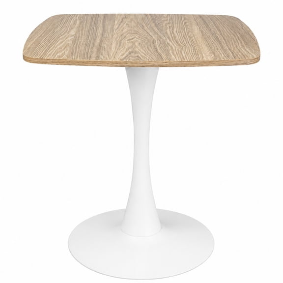 Square Tulip Dining Table, Mid Century Modern Pedestal Table for Kitchen-Wood+White