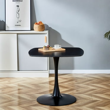 Square Tulip Pedestal Dining Table,Wood Modern Patio Cafe Coffee Conversation Tables with Metal Base for Dining Room Office Bistro Apartment