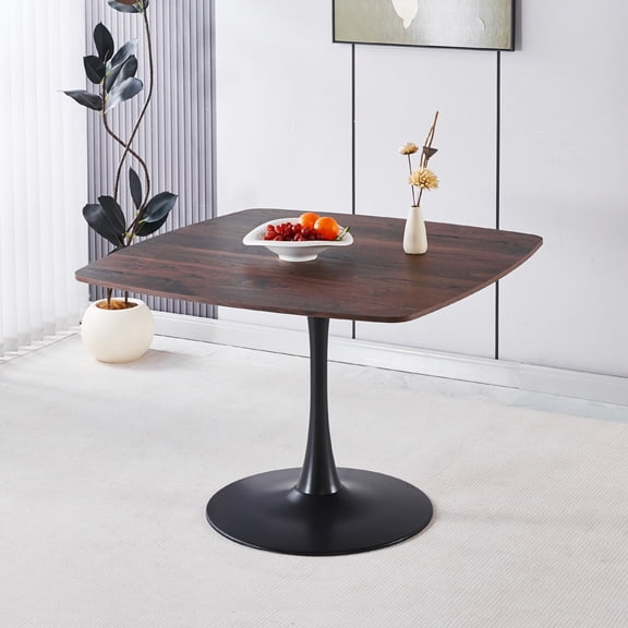 Square Tulip Table, Dining Table for 4-6 Person, 42" Dining Table with Metal Pedestal Base, Table Mid Century Modern Kitchen Table for Small Space, Apartment, Bistro, Cafe, Office & Living Room