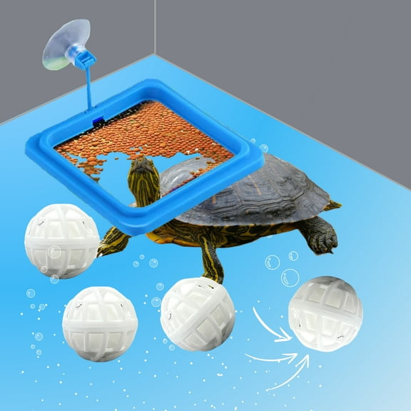 Square Turtle Feeding Ring with Suction Cup and 4 Nitrifying Balls Turtle Tank Accessories for Aquatic Pets ABEL CRAFTS