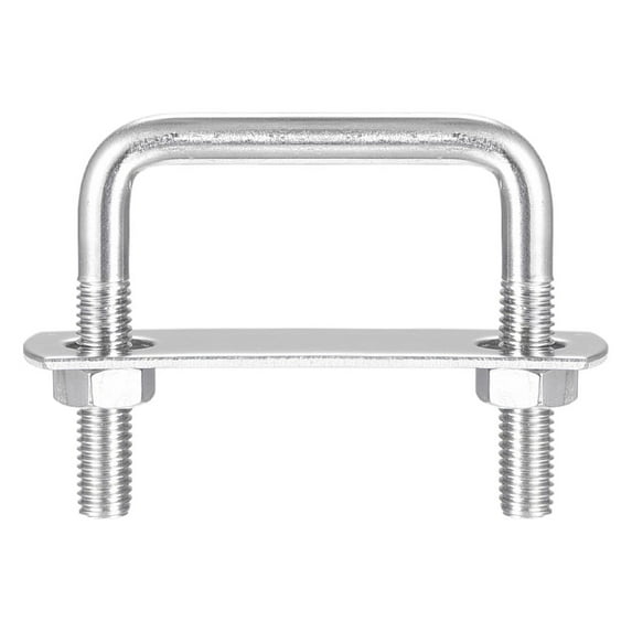 Square U-Bolts 3 Sets 53mm Inner Width 50mm Length M8 304 Stainless Steel with Nuts and Plates