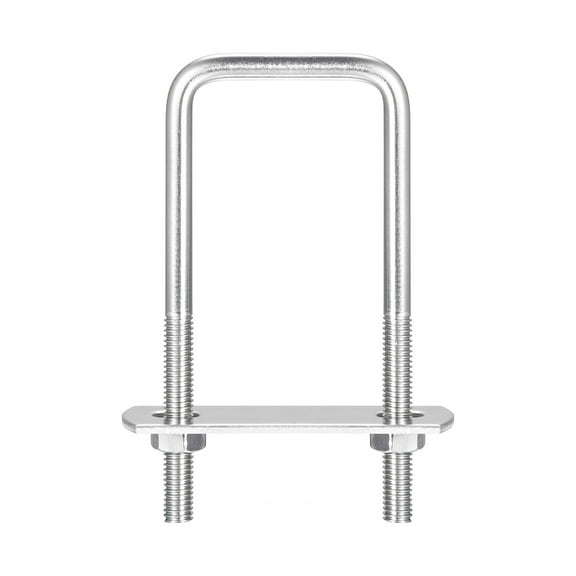 Square U-Bolts 3 Sets 37mm Inner Width 90mm Length M6 304 Stainless Steel with Nuts and Plates