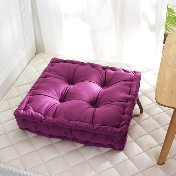 Square Velvet Floor Pillow with Leather Handle Meditation Floor Pillow Thicken Decompression Floor Cushions Large Pillows Seating Decorative Cushion for Yoga Living Room