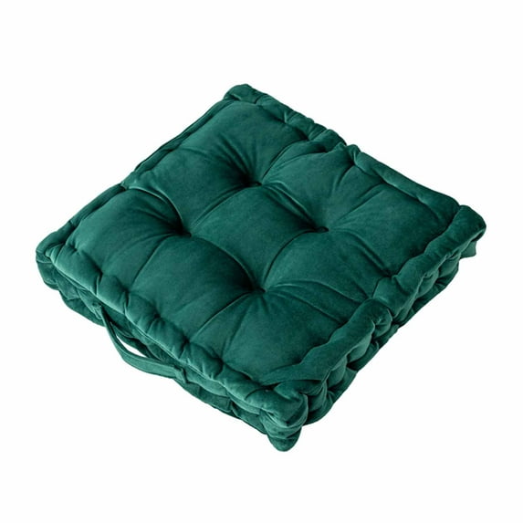 Square Velvet Floor Pillow, Meditation Floor Pillow Thicken Decompression Floor Cushions Large Pillows Seating Cute Decorative Cushion for Yoga Living Room (Dark Green,15'')