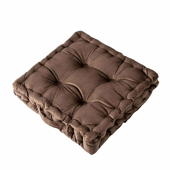 Square Velvet Floor Pillow, Meditation Floor Pillow Thicken Decompression Floor Cushions Large Pillows Seating Cute Decorative Cushion for Yoga Living Room (Brown,15'')