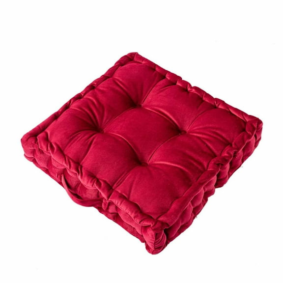 Square Velvet Floor Pillow, Meditation Floor Pillow Thicken Decompression Floor Cushions Large Pillows Seating Cute Decorative Cushion for Yoga Living Room (Red,16'')