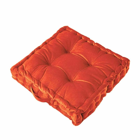 Square Velvet Floor Pillow, Meditation Floor Pillow Thicken Decompression Floor Cushions Large Pillows Seating Cute Decorative Cushion for Yoga Living Room (Orange,15'')