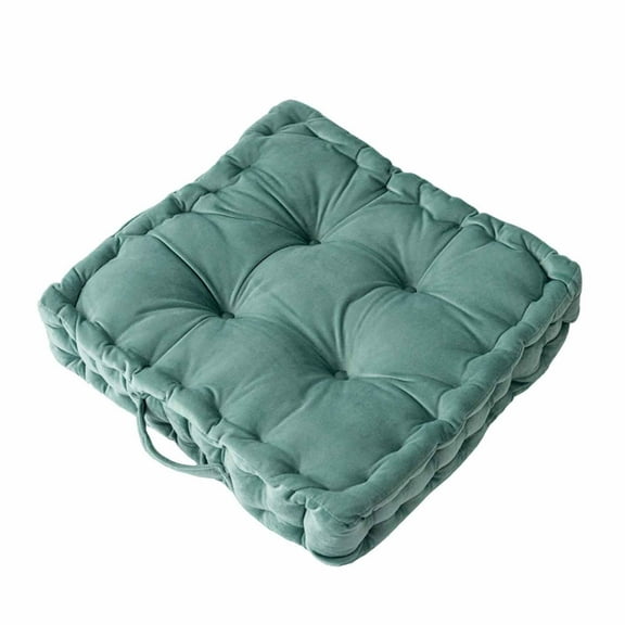 Square Velvet Floor Pillow, Meditation Floor Pillow Thicken Decompression Floor Cushions Large Pillows Seating Cute Decorative Cushion for Yoga Living Room (Green,16'')