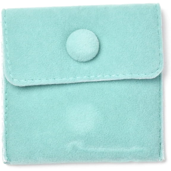 Square Velvet Jewelry Bags with Snap Fastener Turquoise 6.7~7.3x6.7~7.3x0.95cm