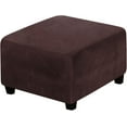 thumbnail image 1 of Square Velvet Ottoman Cover, Stretch Footstools Covers, Plush Foot Stool Slipcover, Removable Footrest Stool Sofa Slipcovers Brown S, 1 of 8
