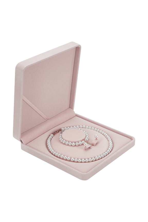 Square Velvet Pearl Necklaces Set Storage Boxes for Necklaces Pendants Earrings Rings Packaging Linen 19x19x4cm diy