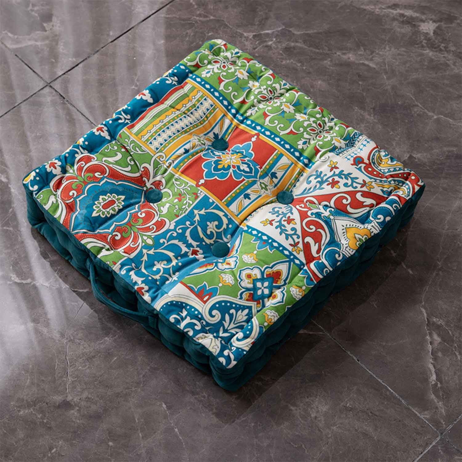 Square Velvet Printing Floor Pillow, Meditation Floor Pillow Thicken