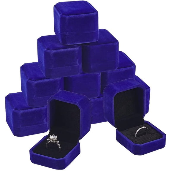 Square Velvet Ring Boxes Royal Blue 49.5x54.5x41.5mm