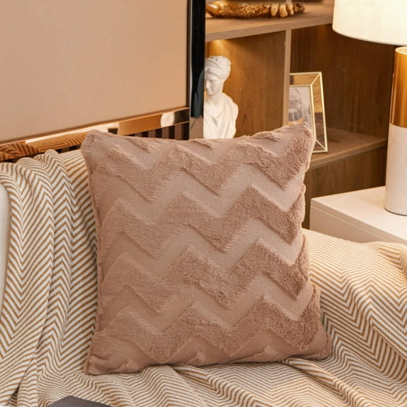 Square W-shaped Plush Throw Pillow Covers Pack of 2, 10 Colors (With/Without Inserts) (Double Side)