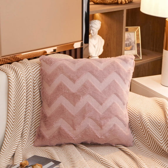 Square W-shaped Plush Throw Pillow Covers Pack of 2, 10 Colors (With/Without Inserts) (Double Side)