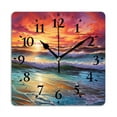 thumbnail image 1 of Square Wall Clock,Beautiful Ocean Scene With Waves Crashing Against The Shore,Silent Non-Ticking Wall Clock Decor for Home Office Kitchen Living Room Bedroom(16inch), 1 of 4