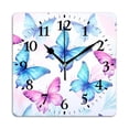 thumbnail image 1 of Square Wall Clock,Blue And Pink Butterflies On The White BackgSquare,Silent Non-Ticking Wall Clock Decor for Home Office Kitchen Living Room Bedroom(14inch), 1 of 4