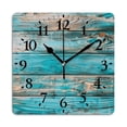 thumbnail image 1 of Square Wall Clock,Blue Wood Planks Rustic Wood Wall Texture,Silent Non-Ticking Wall Clock Decor for Home Office Kitchen Living Room Bedroom(10inch), 1 of 4