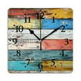 thumbnail image 1 of Square Wall Clock,Colorful Wooden Planks With Weathered Paint (2),Silent Non-Ticking Wall Clock Decor for Home Office Kitchen Living Room Bedroom(12inch), 1 of 4