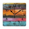 thumbnail image 1 of Square Wall Clock,Colorful Wooden Wall With Different Textures And Colors (2),Silent Non-Ticking Wall Clock Decor for Home Office Kitchen Living Room Bedroom(10inch), 1 of 4