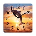 thumbnail image 1 of Square Wall Clock,Dolphin Jumping Out Of The Water At Sunset (3),Silent Non-Ticking Wall Clock Decor for Home Office Kitchen Living Room Bedroom(14inch), 1 of 4